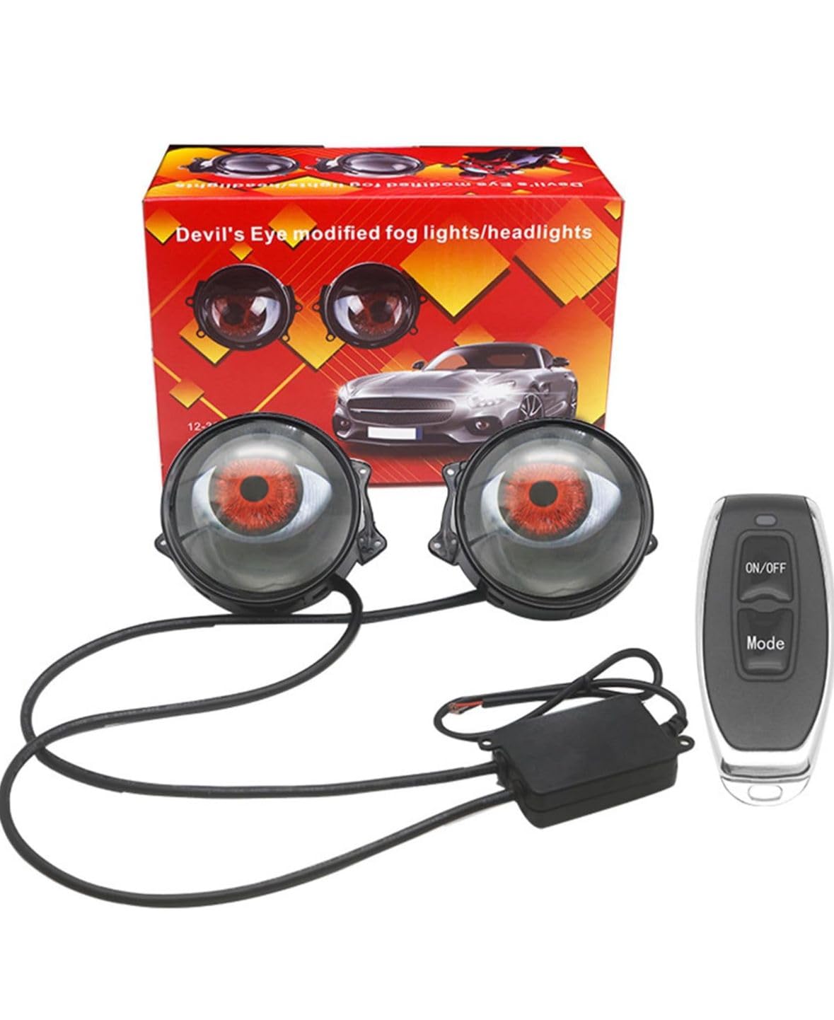 12V-36V Devil Eye Demon Evil Eyes Headlight, Dynamic Devil Eye Car Headlights with Adjustable Eye Pattern Light Up Big Eyeball Lights Car Headlight 2 Pieces-image-29