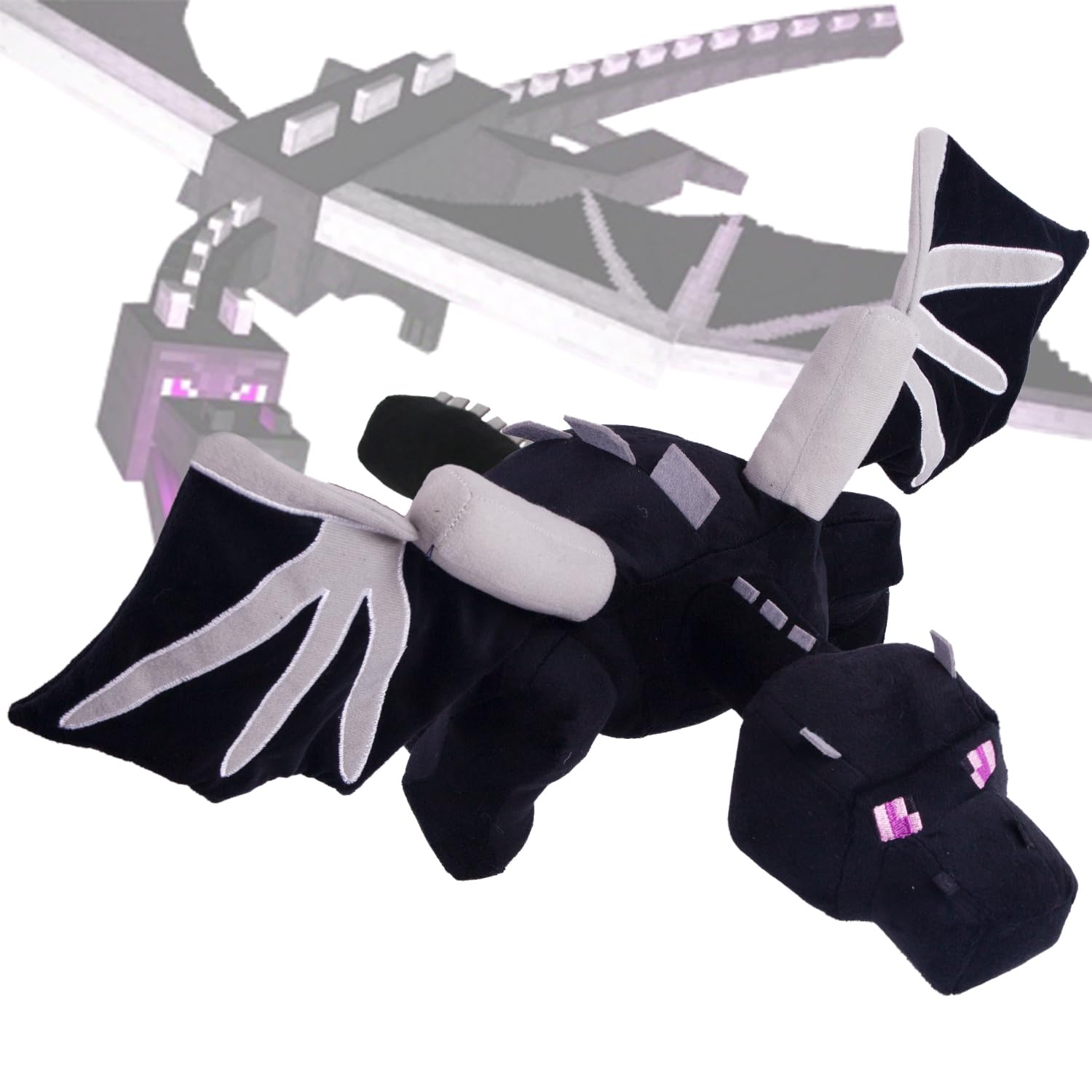 Pixel-Style Game Basic Plush Character Soft Toy, Video Game-Inspired Collectible Plushies Gifts for Kids & Fans (Ender Dragon)