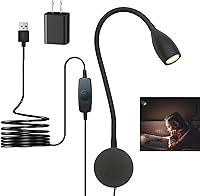 Vista 13 de Luz de lectura regulable con enchufe, para cabecero de noche, luz de lectura direccional de cuello de cisne, salida de 3 W