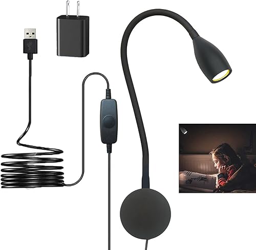 Vista 13 de Luz de lectura regulable con enchufe, para cabecero de noche, luz de lectura direccional de cuello de cisne, salida de 3 W