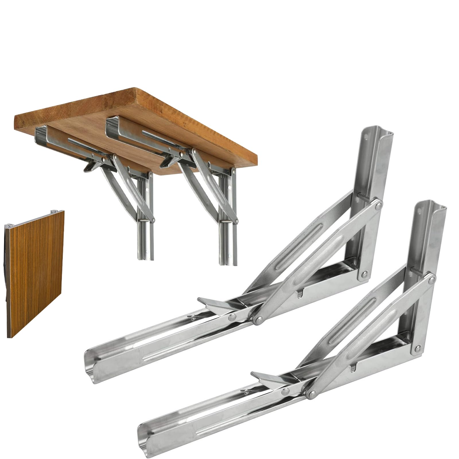 XLHWJCP 2 Pièces Equerre Pliante Charge Lourde, Equerre Etagere Murale En Acier INOX, Charge 150kg, Pour Salle De Bains Cuisine Garage Décoration