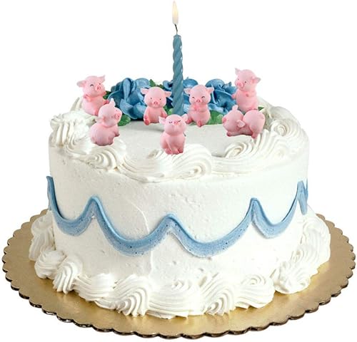 Miniatura 2 de MAOMIA Figuras de cerdo en miniatura, 8 piezas de figuras de juguete de cerdito rosa, decoración de pasteles para decoración de hadas jardín, coche,