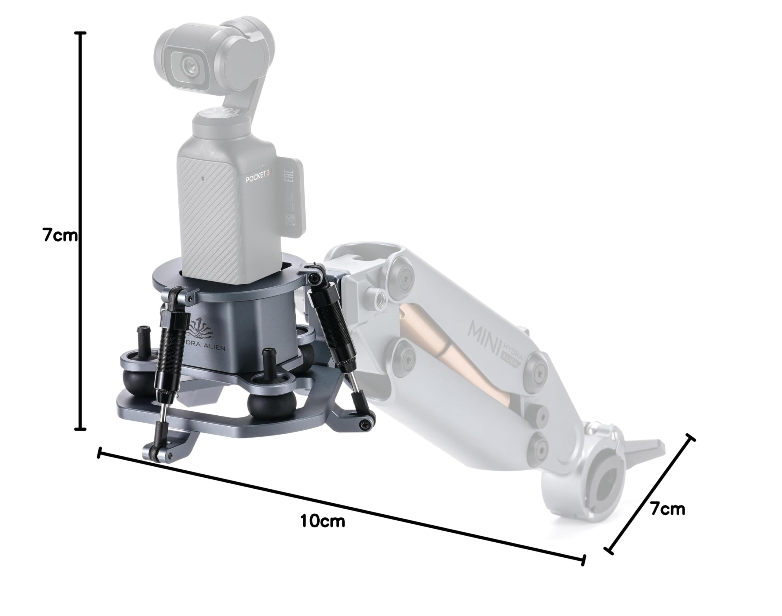 Tilta Testa Ammortizzante Pocket 3 per Hydra Alien Mini Compatibile con DJI Osmo Pocket 3 con Attacco NATO - Grigio Titanio HDA-T15-SAH-TG