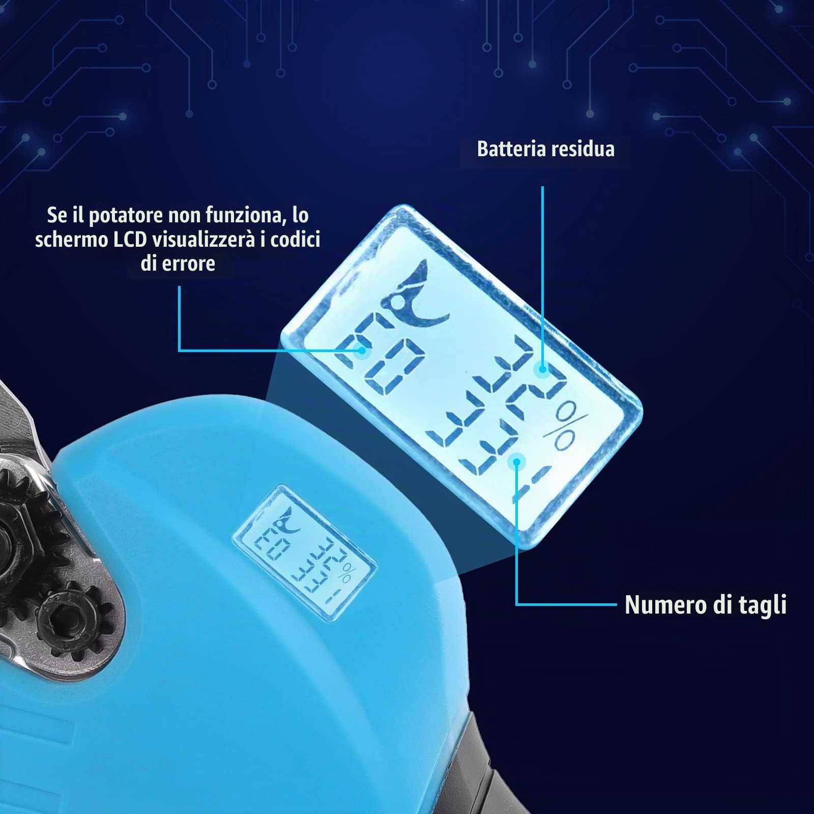 Forbici elettriche da potatura da 30 mm Potatore professionale a batteria con batteria da 2 pezzi da 2 Ah per la potatura, il giardinaggio, la vigna, l'albero da frutto (8610)