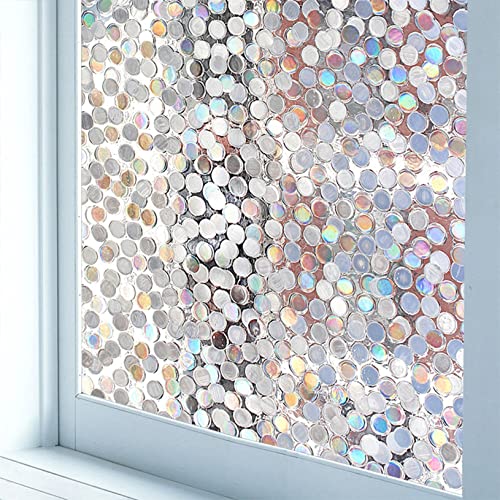 ガラスシート 窓用フィルム キラキラ 3D UVカット 断熱 虹色の輝き 半透明 剥がせる 水だけで貼れる ドット柄 目隠し 貼り直しでき 再利用可能 装飾 破片飛散防止 キッチン 新築祝い ベランダ 本棚 DIY 賃貸