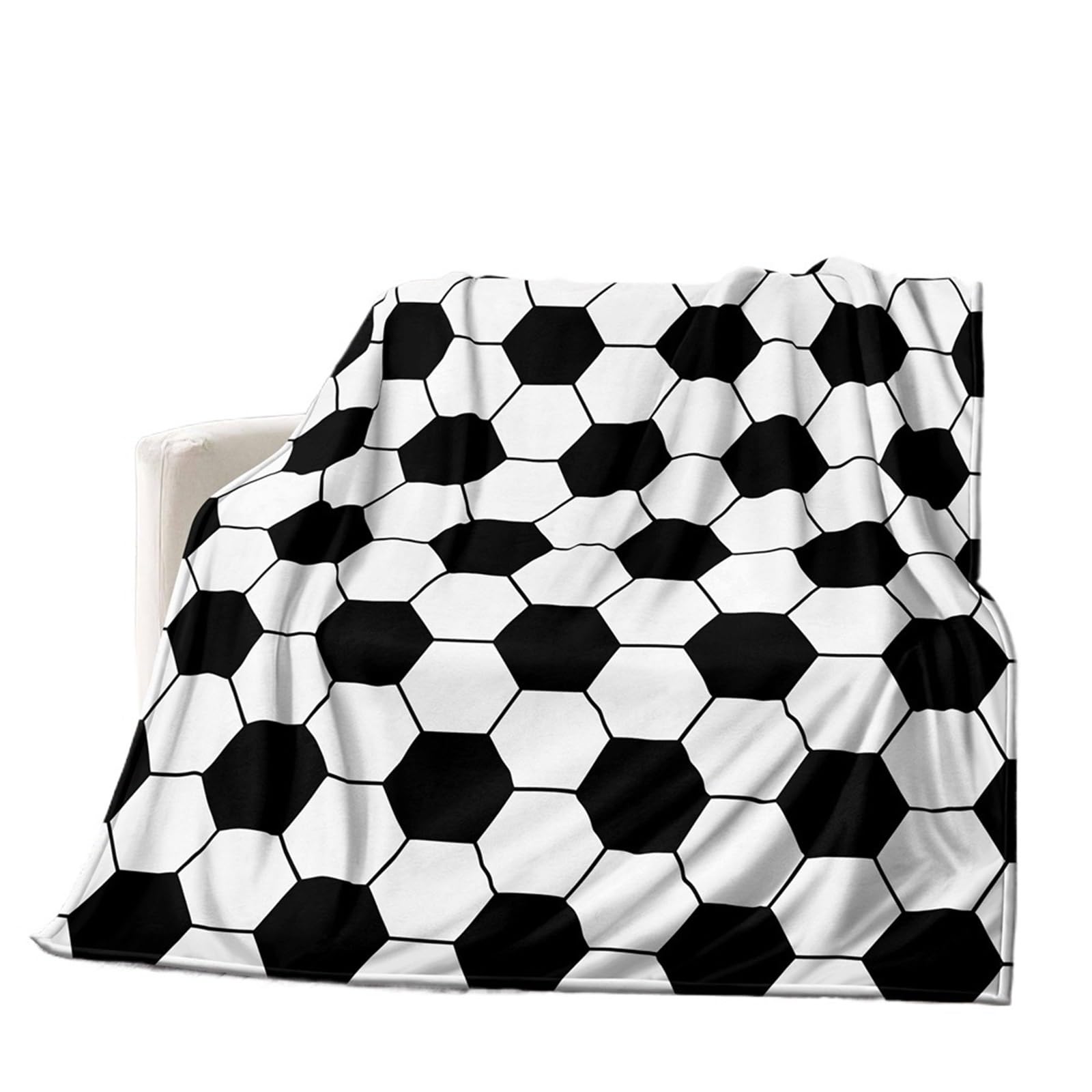 WSQHAO Football Microfiber Throw Blanket Leisure Cover,Soccer Lunch Break Home Travel Camping for Bed Couch