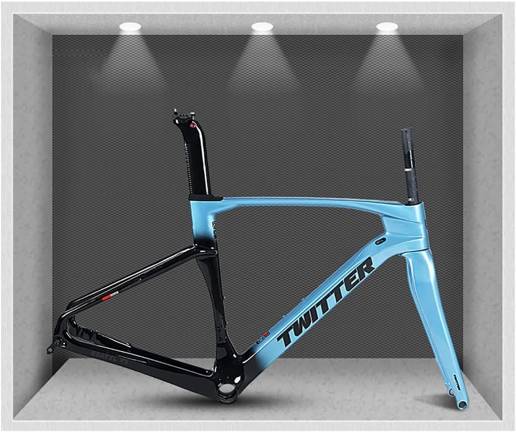Carbon Road Bike Frameset 45/48/51/54cm Disc Brake Racing Frame Thru Axle Lightweight Climbing Cross-Country Frame(Light Gray,45CM)