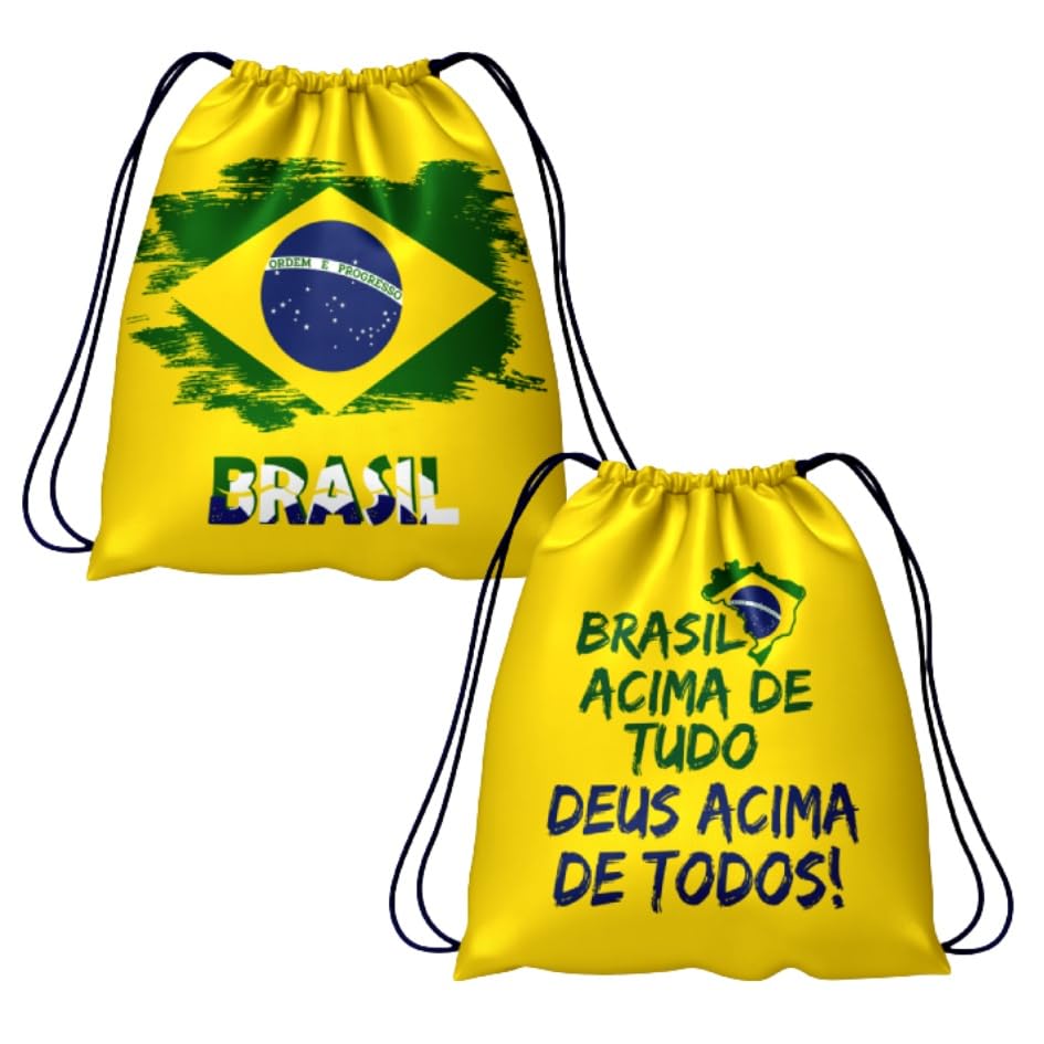 Mochila Patriota Bandeira Do Brasil Frente E Verso 30x40cm