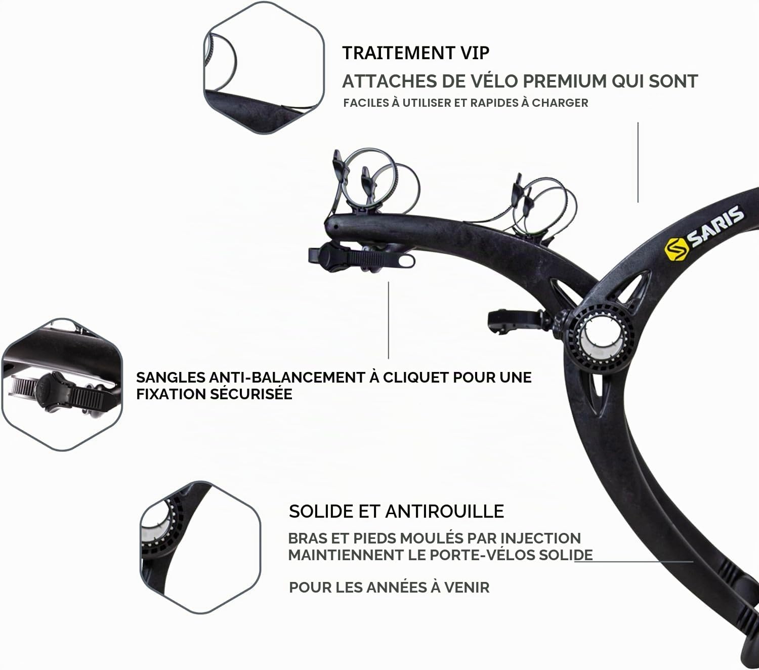 Saris Bones Porte-vélos de voiture, coffre ou attelage de remorque pour 2-4 vélos