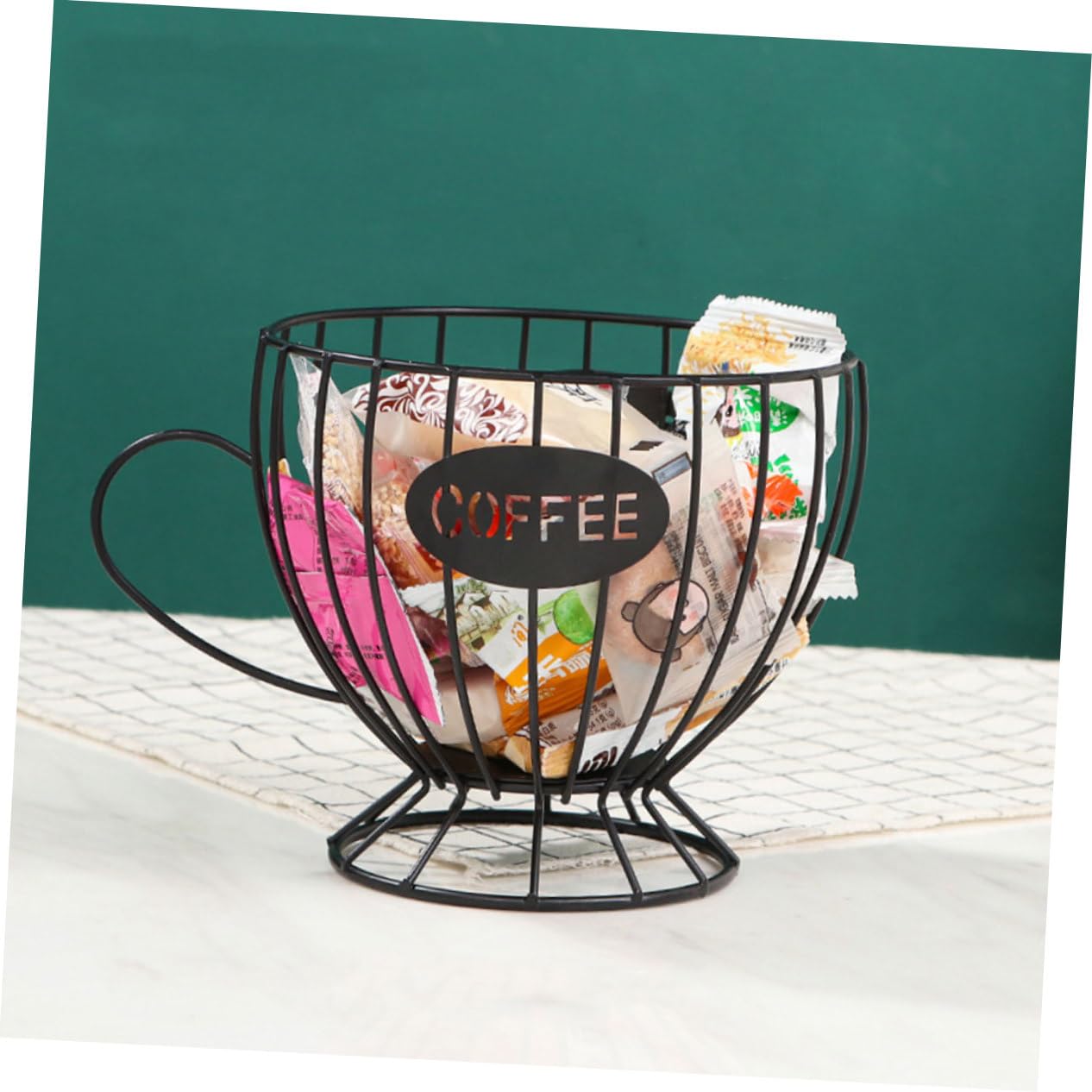 BESTYASH Coffee Organizer Basket Multipurpose Storage Holder for Countertop for Snacks and Fruit Iron Design for Home Office Use