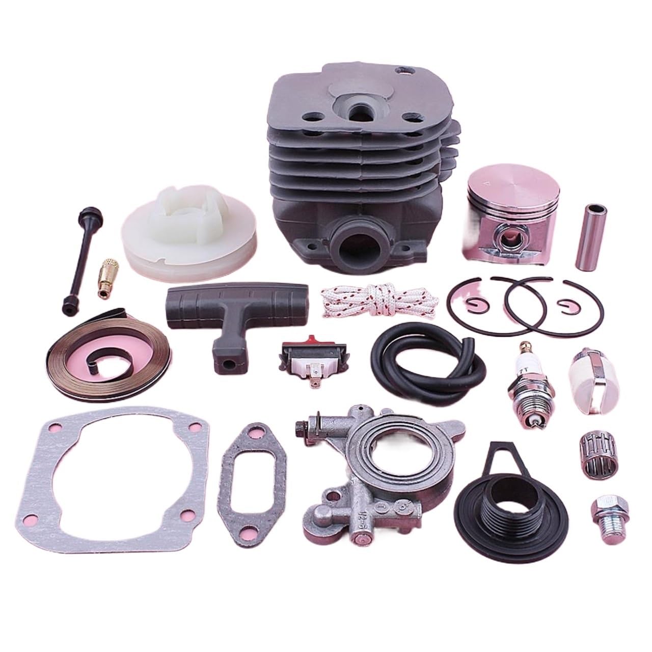 Kit de reconstrucción de extremo superior de bomba de aceite de pistón de cilindro de 50mm, for cuerda de polea de arranque con rodamiento de agujas Husqvarna 365 372 371 362 W Kits de pistones