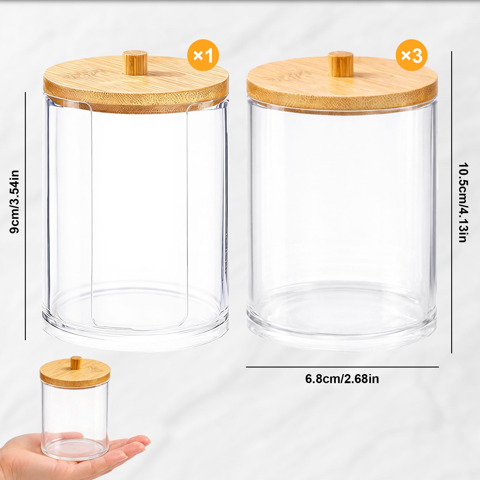 4 Piezas Dispensador Discos Desmaquillantes, Dispensadores Acrílicos de Soporte Qtip para Guardar en el Baño Y el Tocador Discos Desmaquillantes, Bastoncillos de Algodón Y Gomas para el Pelo