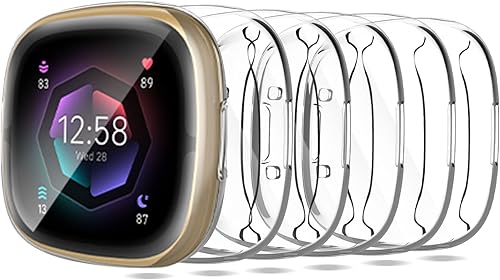 Miniatura 8 de KPYJA Protector de pantalla compatible con Fitbit Sense 2Versa 4, carcasa chapada en TPU suave, cubierta completa, compatible con reloj inteligente