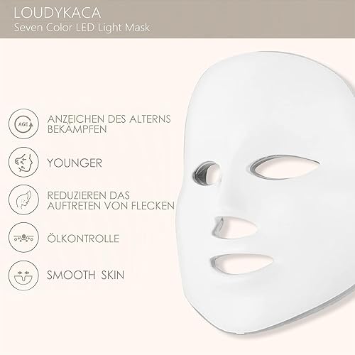 Miniatura 3 de Terapia de luz de la máscara facial, terapia de luz roja para la cara, 7-1 colores LED facial máscara del cuidado de la piel
