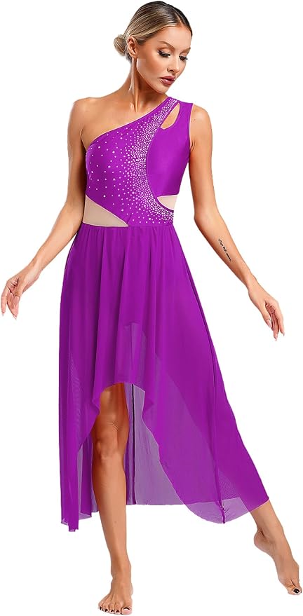 Robe De Danse Contemporaine Femme Strass - Justaucorps Lyrique Latine S-XXL - Dancewear Spectacle