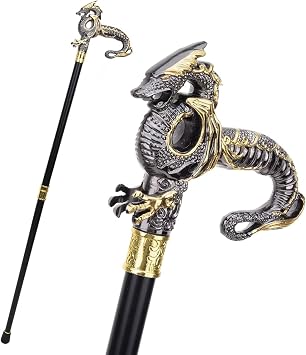 Gothic Dragon Cane Walking Stick, Single Point Walking Cane for Men, Collapsible 2 Pc Shaft Travel Stick for Mobility, Stability, Knee Support- Elderly Assistance Products