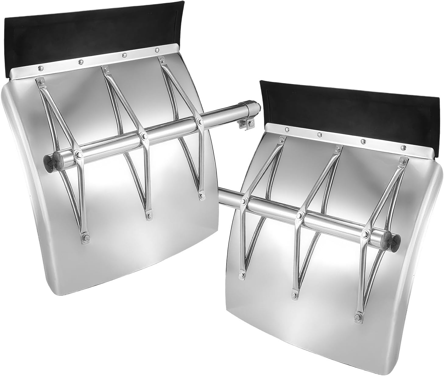 Quarter Fenders Set for Semi Truck 24" x 24", 430 Stainless Steel, Triangle Bracket and Mounting Hardware Included, Right Left, Fit for Semi Truck