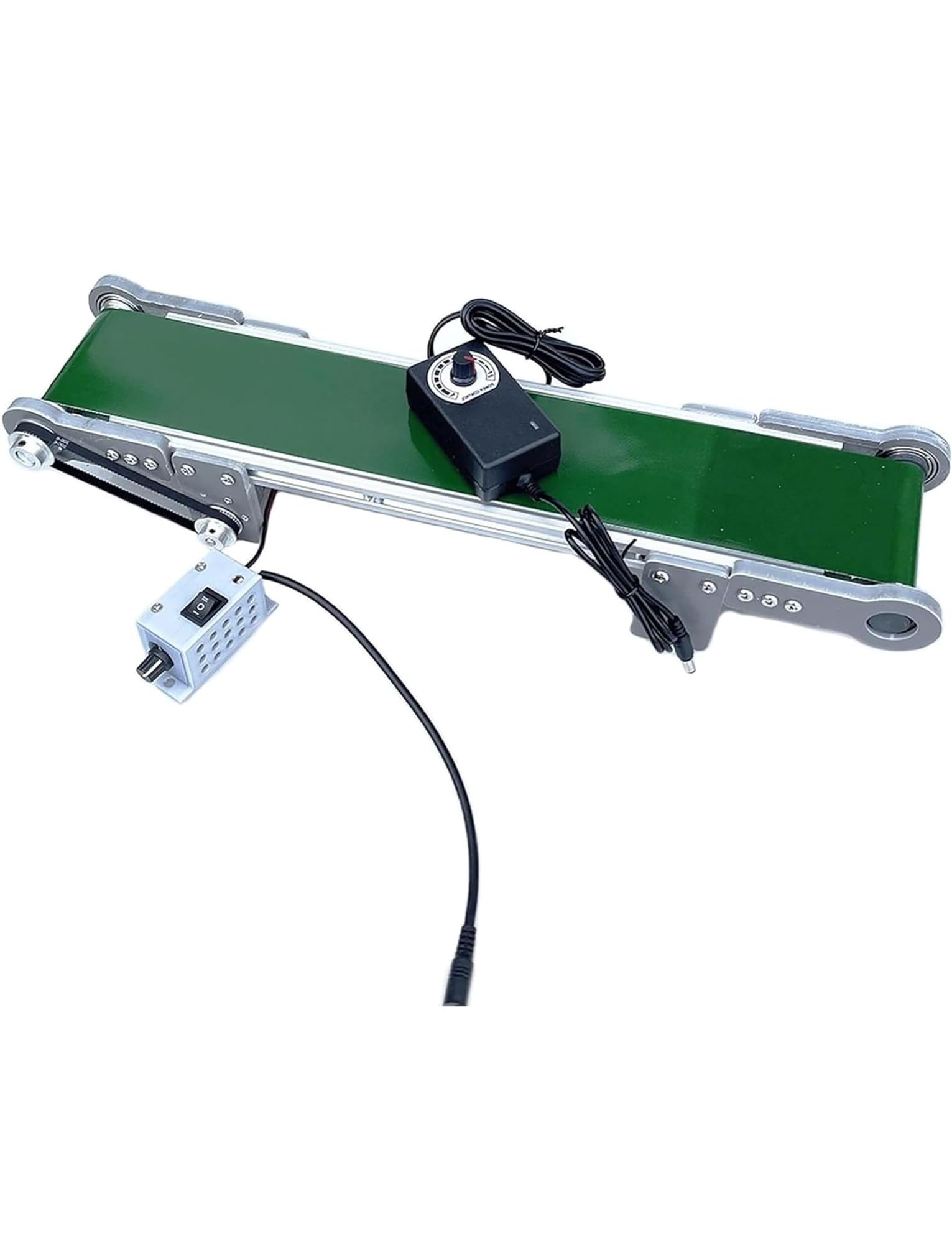 Cinta transportadora eléctrica pequeña de escritorio de 10 x 50 cm, reversible para embalaje, ideal para línea de producción y uso doméstico, manejo eficiente de materiales y diseño compacto