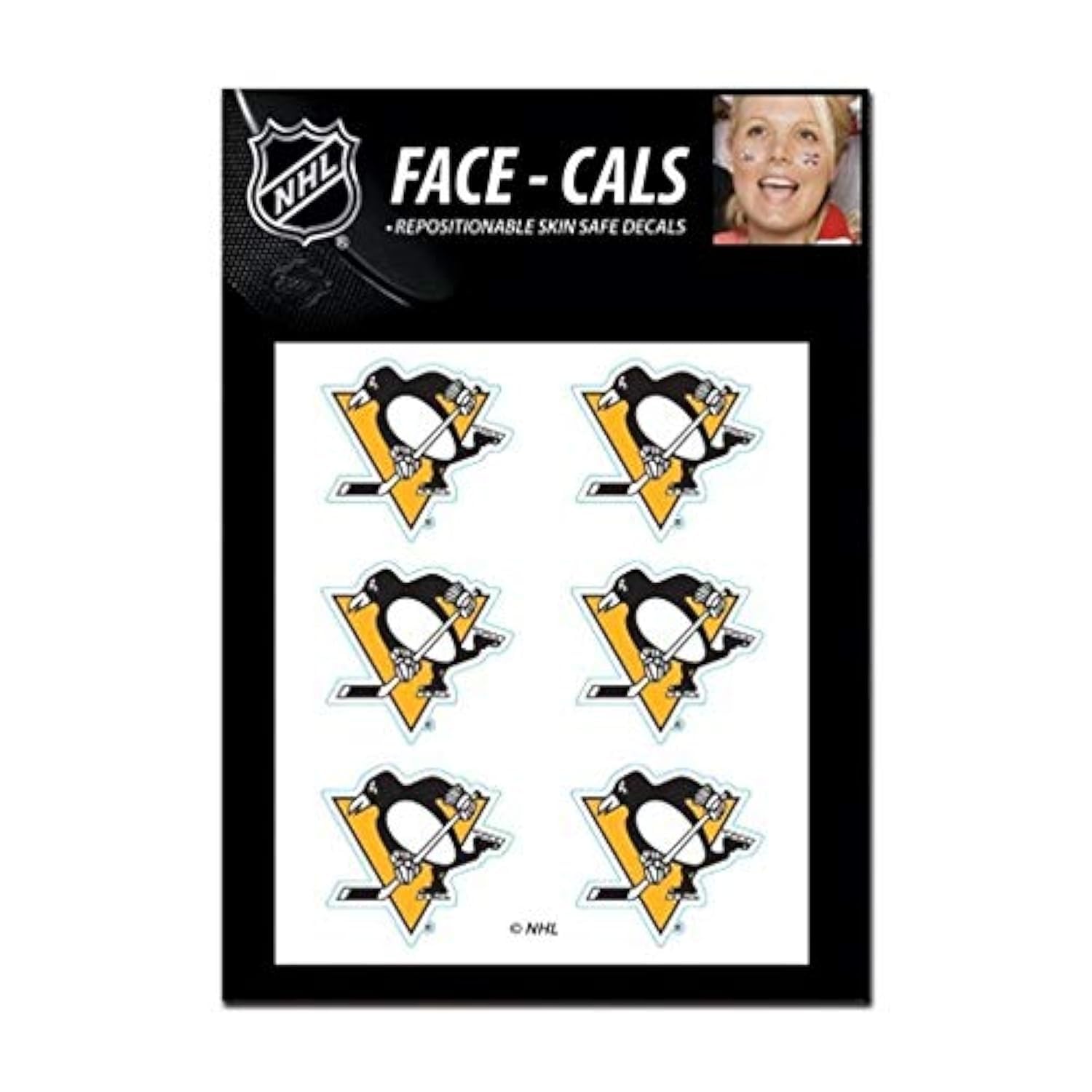 WinCraft NHL Pittsburgh Penguins Face Tattoos, Team Colors, One Size