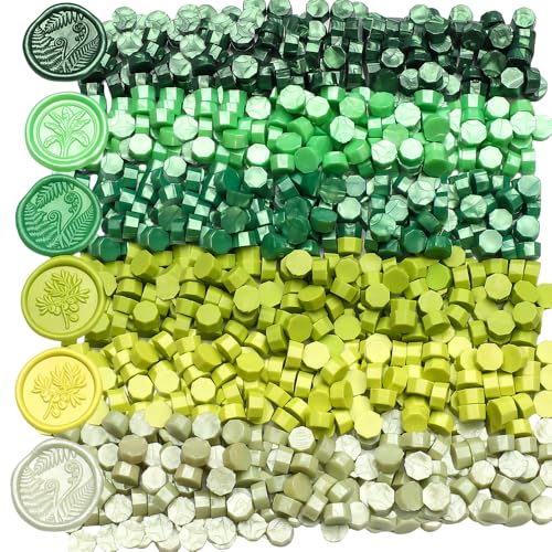 Image of 600pcs Green Wax Seal Beads,6 Assorted Sealing Beads Ideal for Wax Seal Stamp Wedding Letter Envelope Decor Wine Bottle Sealing Decoration (Green Series)