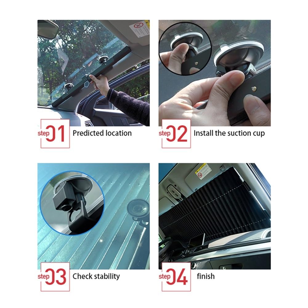 WOLWES Parasol Coche Parasol Plegable para Coche Parasol Retráctil para Parabrisas con Ventosas Protección Solar para Bloqueo UV Automático (Size : 1set 45cm Sunshade)
