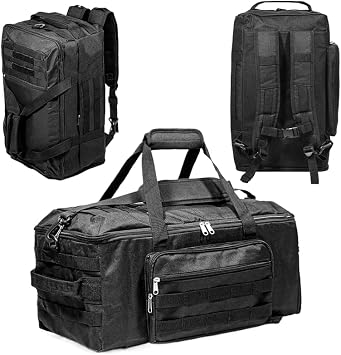 3-in-1 Tactical Duffle Backpack - 50L Large Gym Bag with Shoe Compartment & Wet Pocket, Water-Resistant Travel Bag for Men & Women, Carry-On Weekender Overnight Bag with MOLLE System