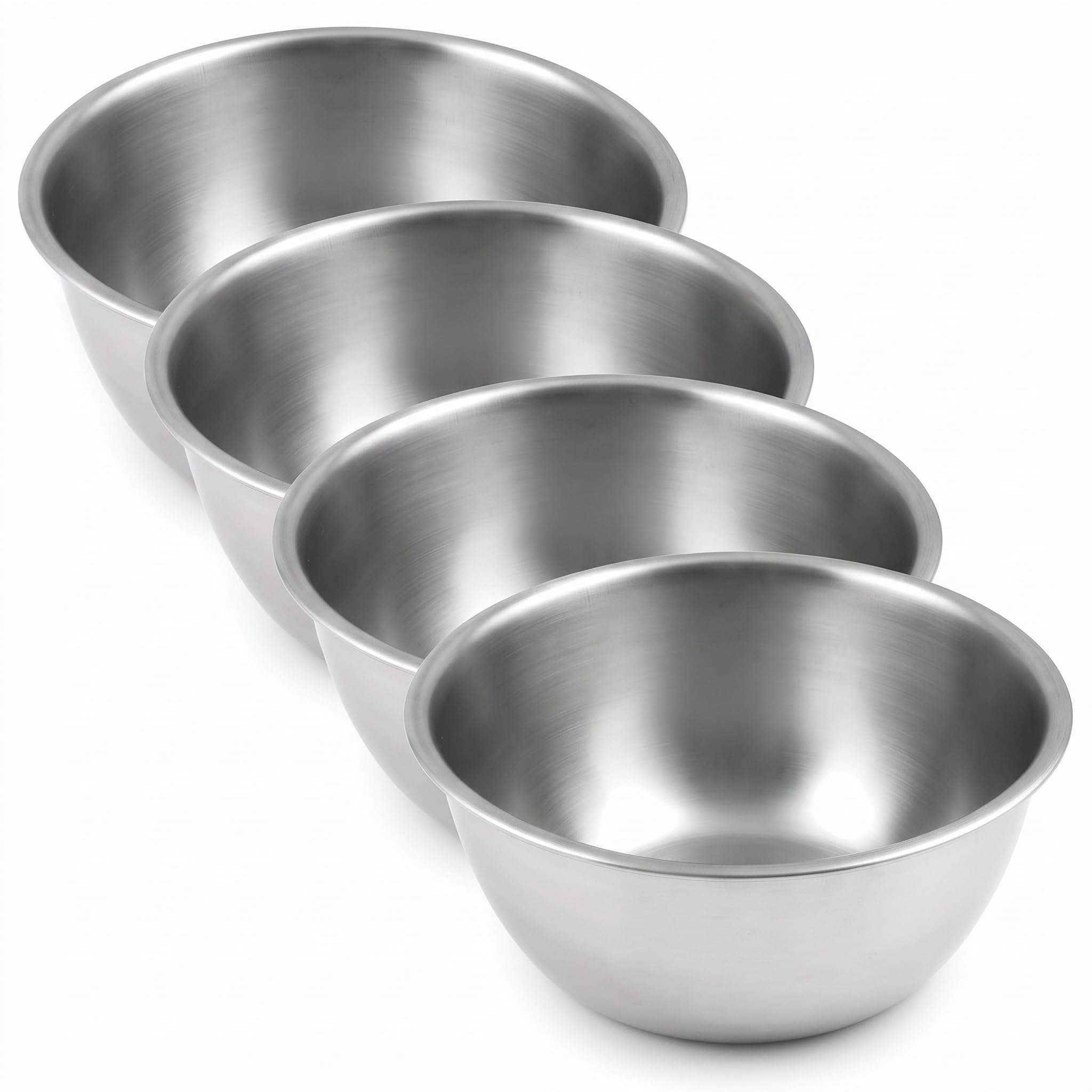 Fox Run Brands 2.75-Quart Stainless Steel Mixing Bowl, 9 x 9 x 4 inches, Metallic (Pack of 4)