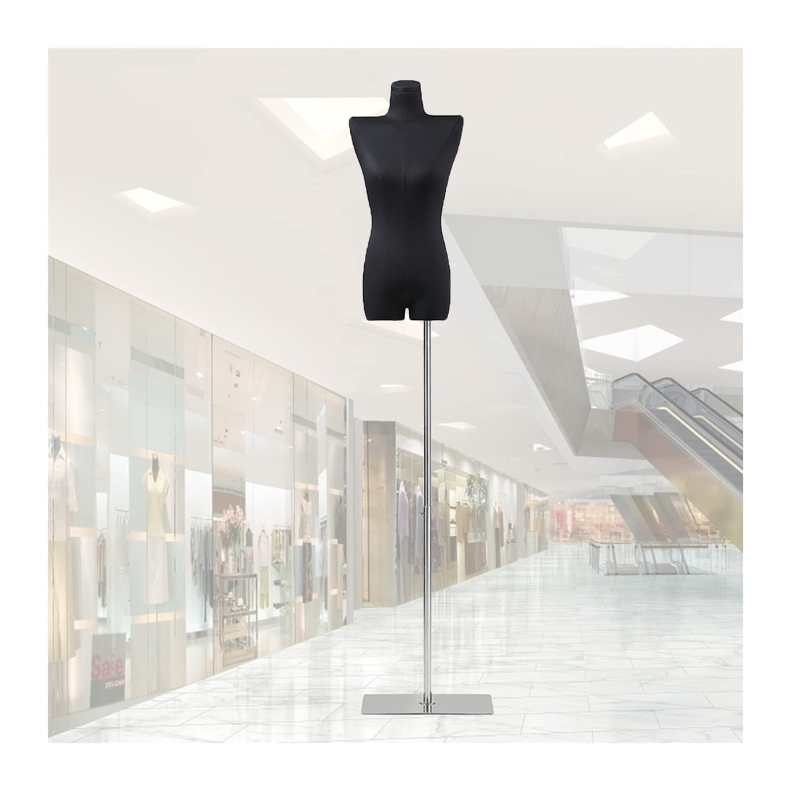 OTQEFTN Female Mannequin Torso Body,Dress Form Busts with Metal Base,120-190CM Adjustable Height Model Props for Clothing Shopwindow Display,3 Styles