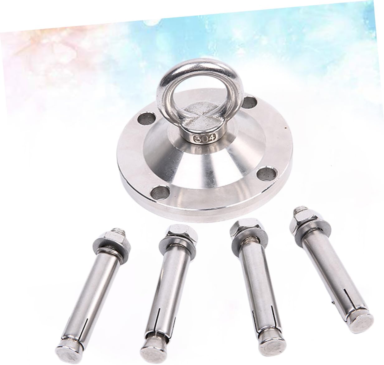 4pcs Rotating Dog Stake Heavy Duty Stainless Steel Tie Out Stake for Large Dogs Easy Ground Installation with Expansion Screws for Outdoor Camping and Home Use