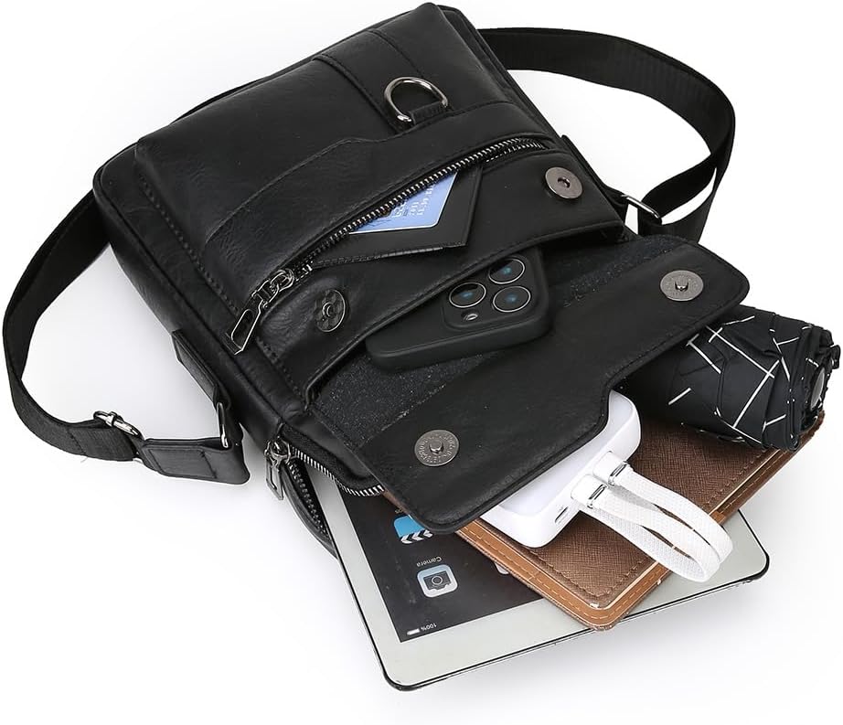 Shoulder Bag for Men Crossbody Bags Leather Sling Bag Messenger Bags with Multiple Pockets Business Outdoor - Image 5