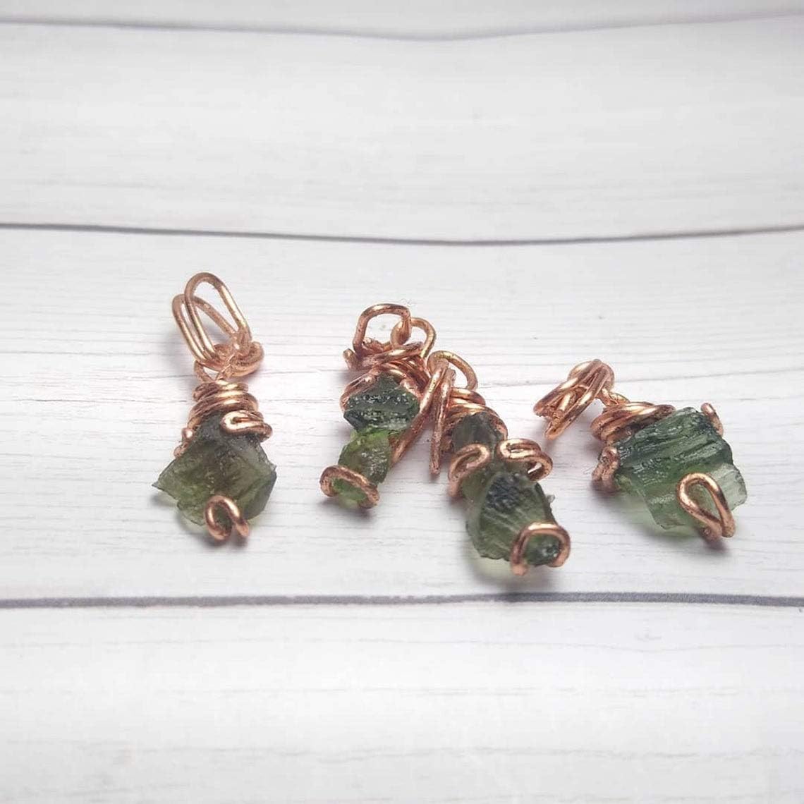 Genuine Raw Moldavite Pendant in a Wire Prong Setting-Stainless Steel-Sterling Silver-Copper-Bronze-14K Gold or Rose Gold- Necklace or Choker-Czech Moldavite, W/Cert. Of Authenticity