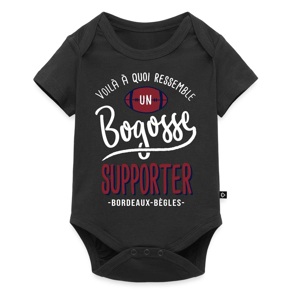 Un Rugby Bogosse Supporter Bordeaux-Bègles Body Manches Courtes Bébé Bio