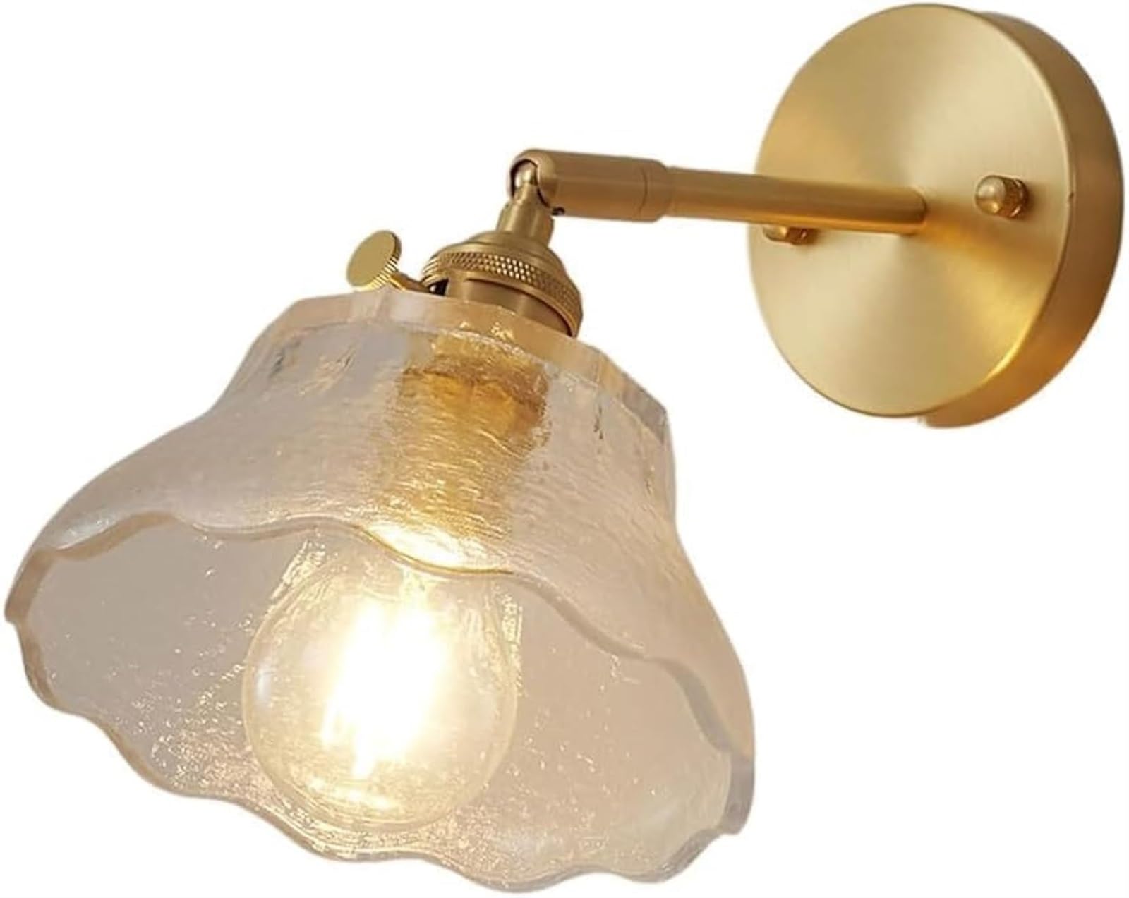 Lámpara de pared interior ajustable con soporte de latón y linterna de cristal 7