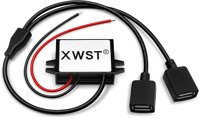 XWST DC DC 8-85V to 5V USB Converter 12V 24V 36V 48V 60V 72V to 5V 3A 15W with Dual USB Output Power Adapter Converter Voltage Buck Regulator,Step-Down Module,Waterproof Transformer