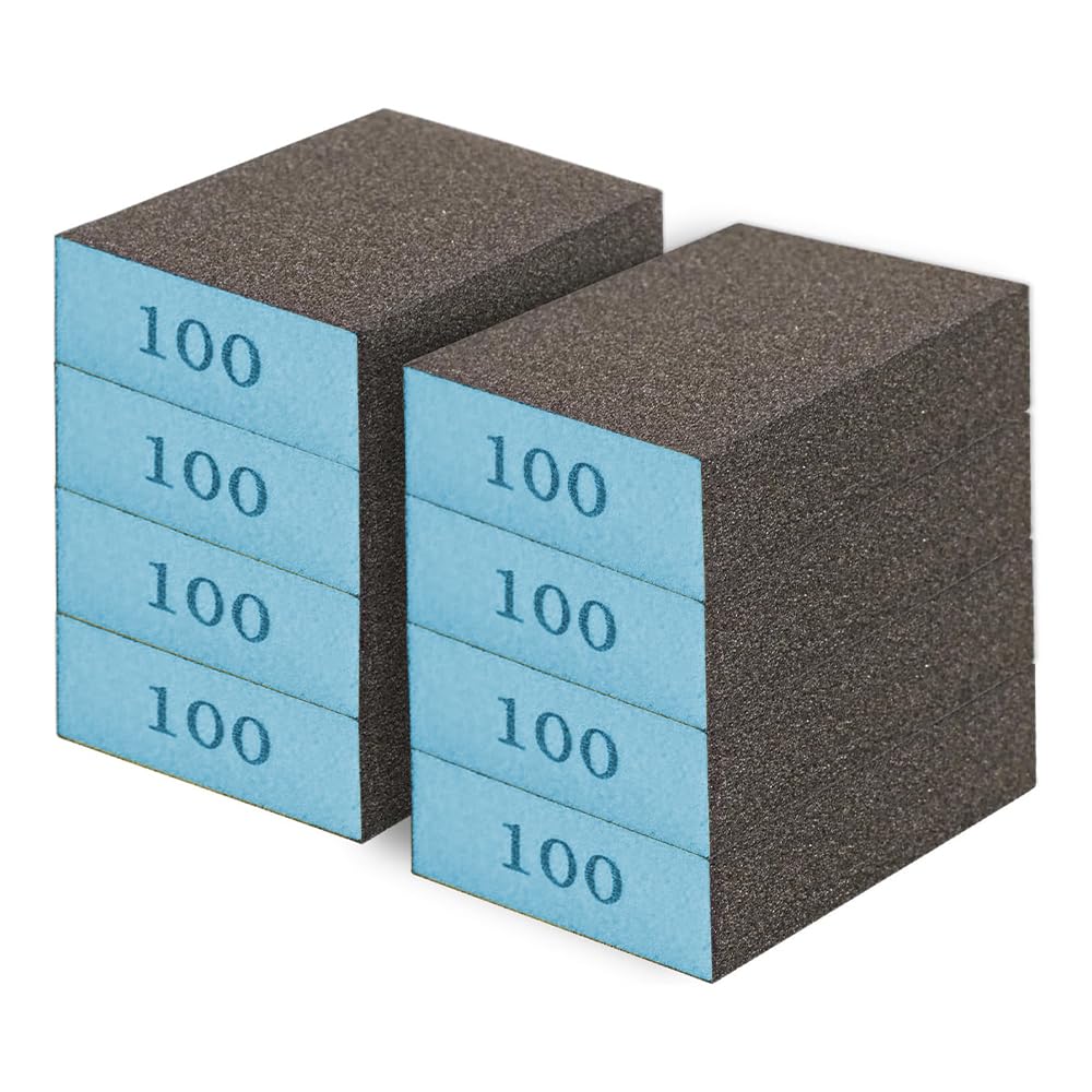 ZOPPER Sanding Block Pack of 8-100 Grits Wet & Dry Sandpaper Sponge Washable & Reusable Ideal for Wood, Metal, Drywall, Furniture