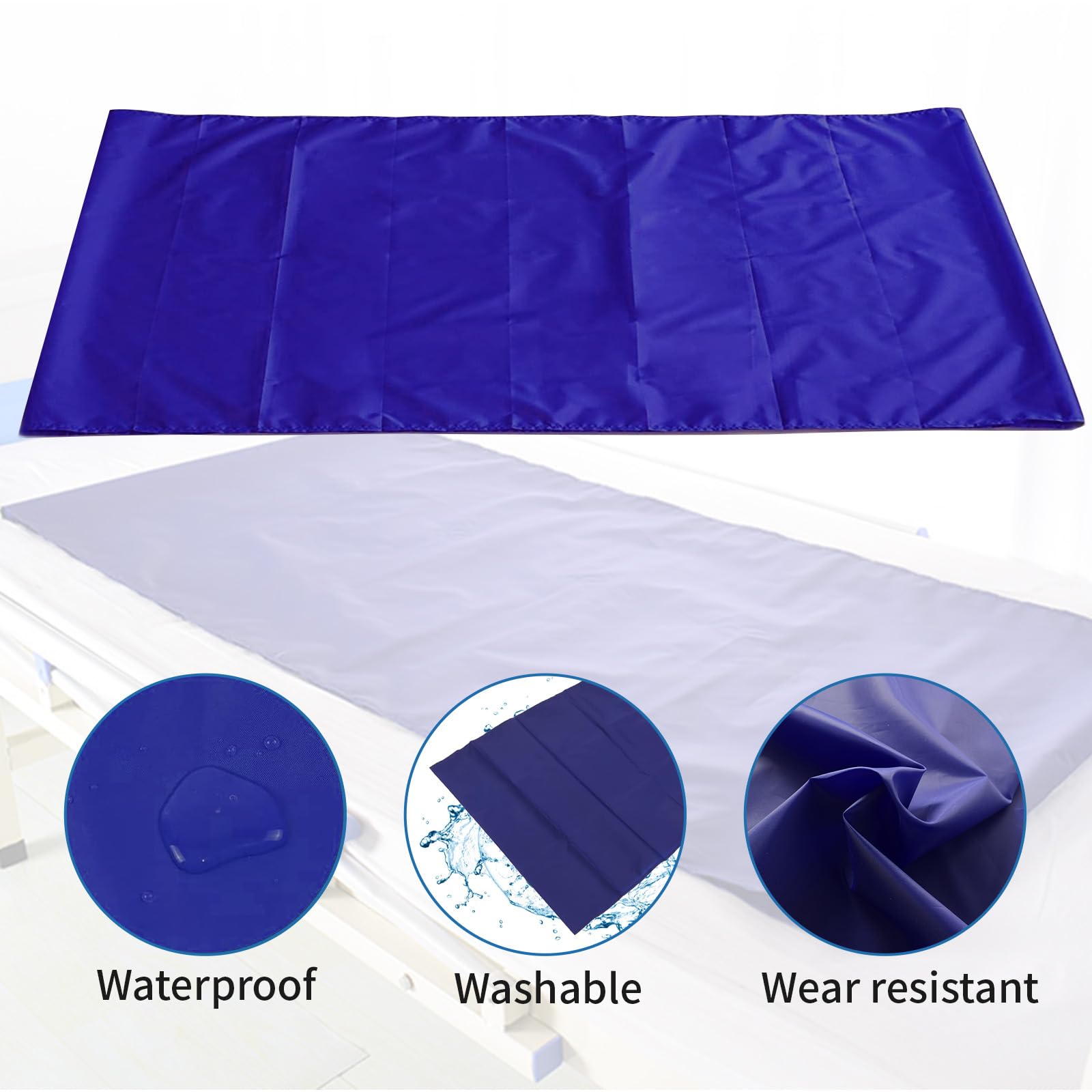 Sábana Hoja Deslizante para Cama Transferencia, Hoja Tela Deslizante Reutilizable Paciente, Lona Corredera para Asistencia Hospital y Hogar, Bariátrica Obesidad, Ancianos, Desactivado(68 x140cm, Azul)