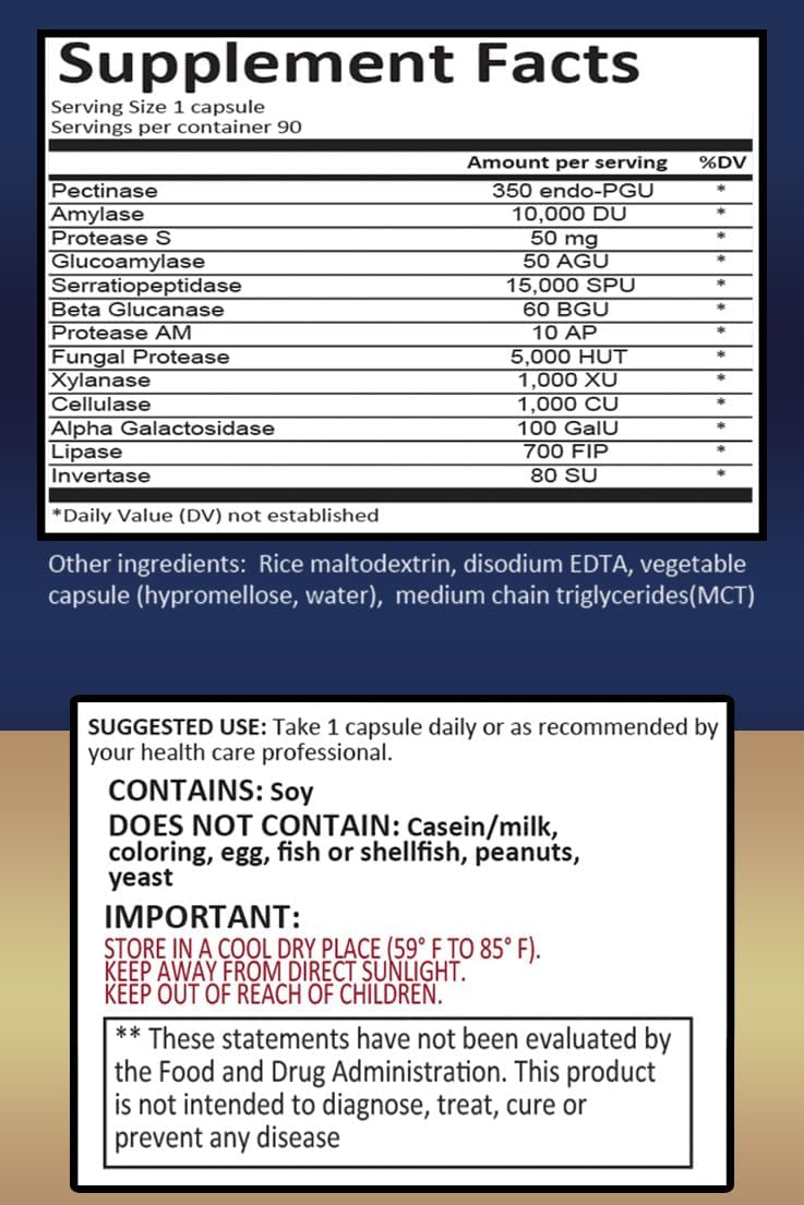 True Healing Naturals - Muco-Solve Biofilm - Gut Restoration and Gut Health - Unique Enzyme Combination to Dissolve Polysaccharide & Fibrin Components of Biofilm - 90 Capsules