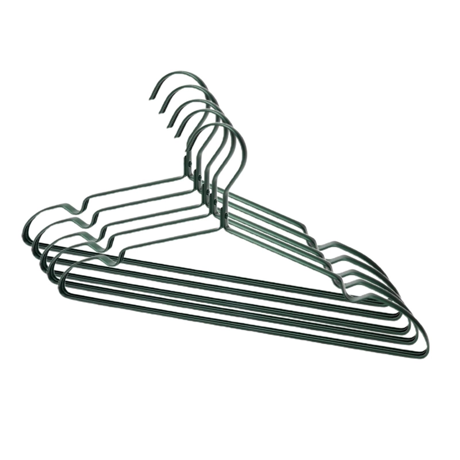 TXGJWRA Coat Hangers Hangers for Coat Clothes Display Storage Organizer Metal Sturdy Laundry Drying Rack Wardrobe Spave Save Pants Hanger 5Pcs,Dark Green