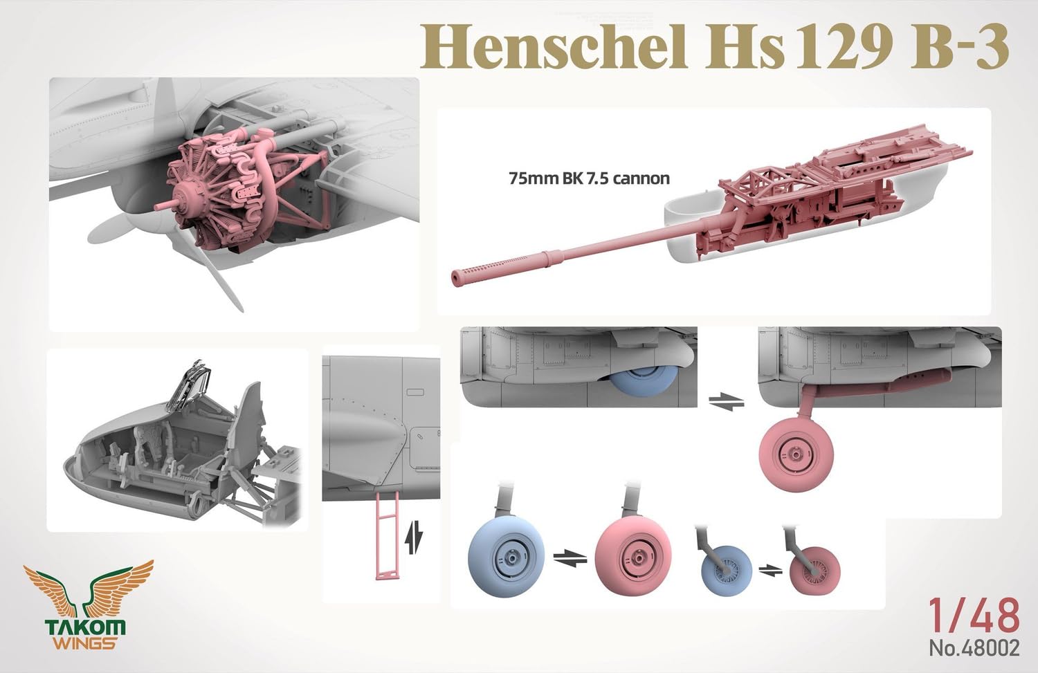 Amazon | タコム 1/48 ヘンシェル Hs129B-3 プラモデル TKO48002