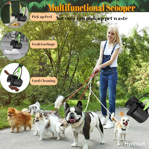 Image of Non-Breakable 24 Inch Portable Dog and Cats Poop Scooper with Foldable Long Handle, 20 Pet Waste Bags & 1 Dispenser, Set for Yard, Grass,Ideal for Large & Small Dogs (Green)