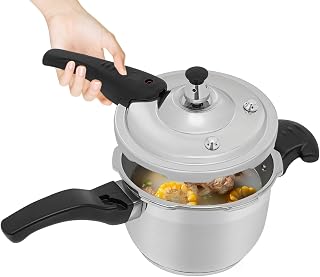 Stainless Steel Pressure Cooker Large Capacity 60Kpa Pressure Pot Explosion-proof Compound Bottom Pressure Canner with Pressure Limiting Valve for Gas Stove Induction Cooker (2L/0.53gal)