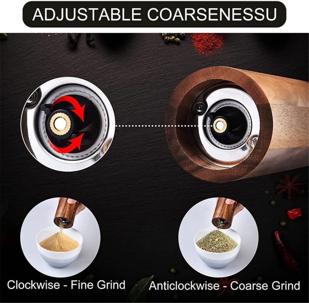 Acacia Wood Pepper Grinder with Holder Salt And Set Wooden Kitchen Spice Mill Adjustable Coarseness