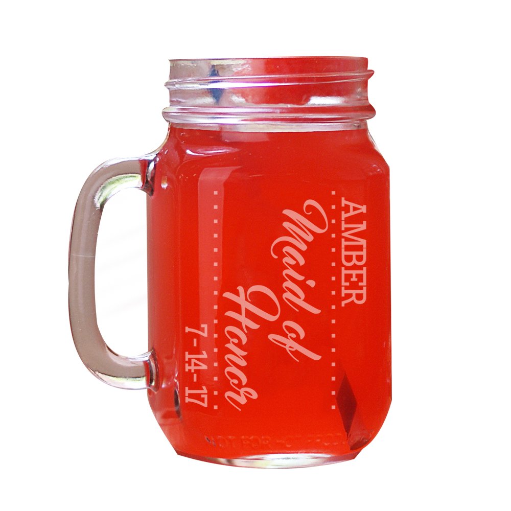 GiftsForYouNow Bridal Party Personalized Mason Jar, Maid of Honor