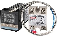 Vista 4 de 1 juego REX-C100 controlador de temperatura PID digital K termostato de entrada + salida SSR 10DA 25DA 40DA + termopar K sonda 3.3 ft (SSR 10DA)