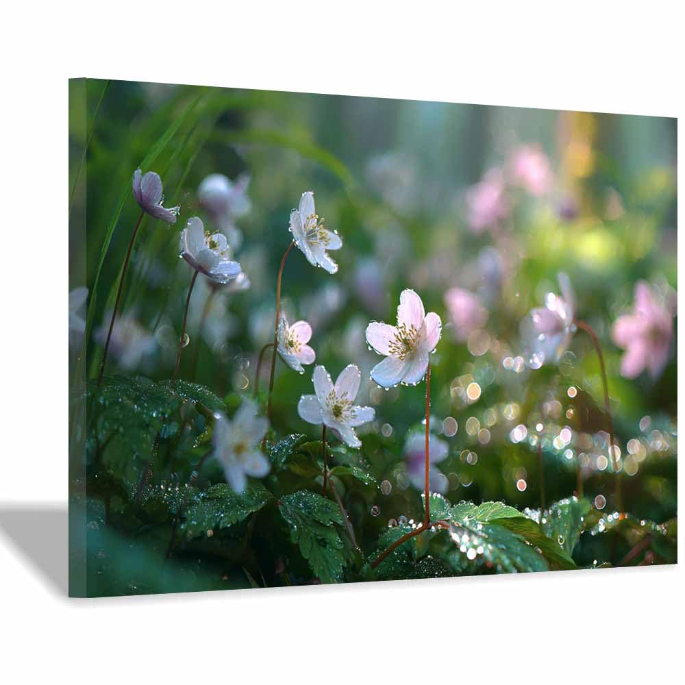 ZAMAEIU Landscape Wall Art Flower in the thicket Artwork for Walls, Canvas Prints Paintings Room Decor, for Bedroom Kitchen Office Fireplace Wall Decor(green)-70x100cm Framed