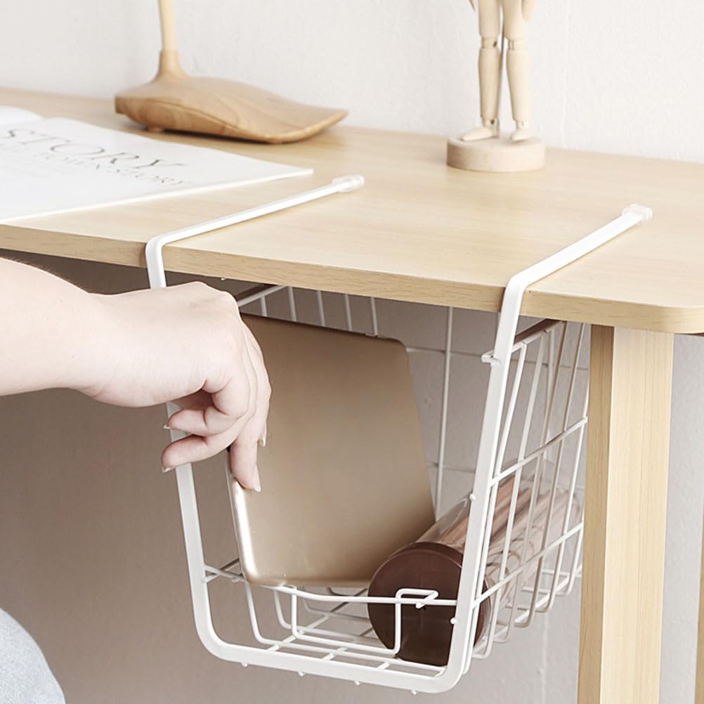 BESTonZON 1 cesta colgante de almacenamiento para pared, cesta de verduras, organización y almacenamiento debajo de estantes de alambre, cajones de armario, estante de almacenamiento, ajo, oficina,