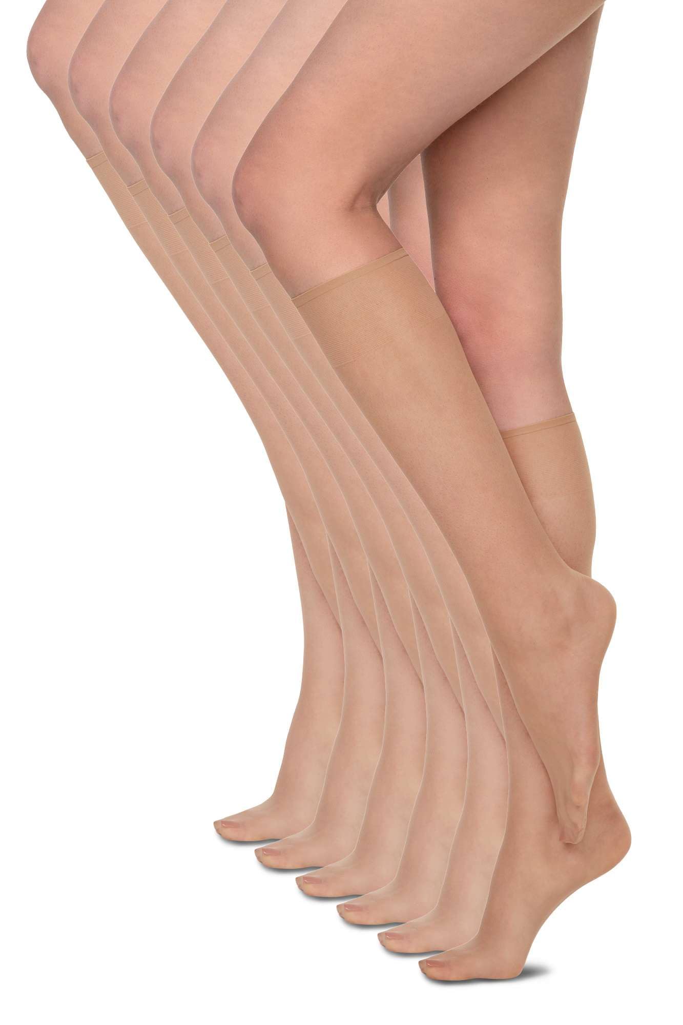 Ladies 15 Denier Pressure-Free Lightweight Comfortable Everyday Socks Smooth Material One Size 6 Pairs Sheena15, natural, One Size-image-48