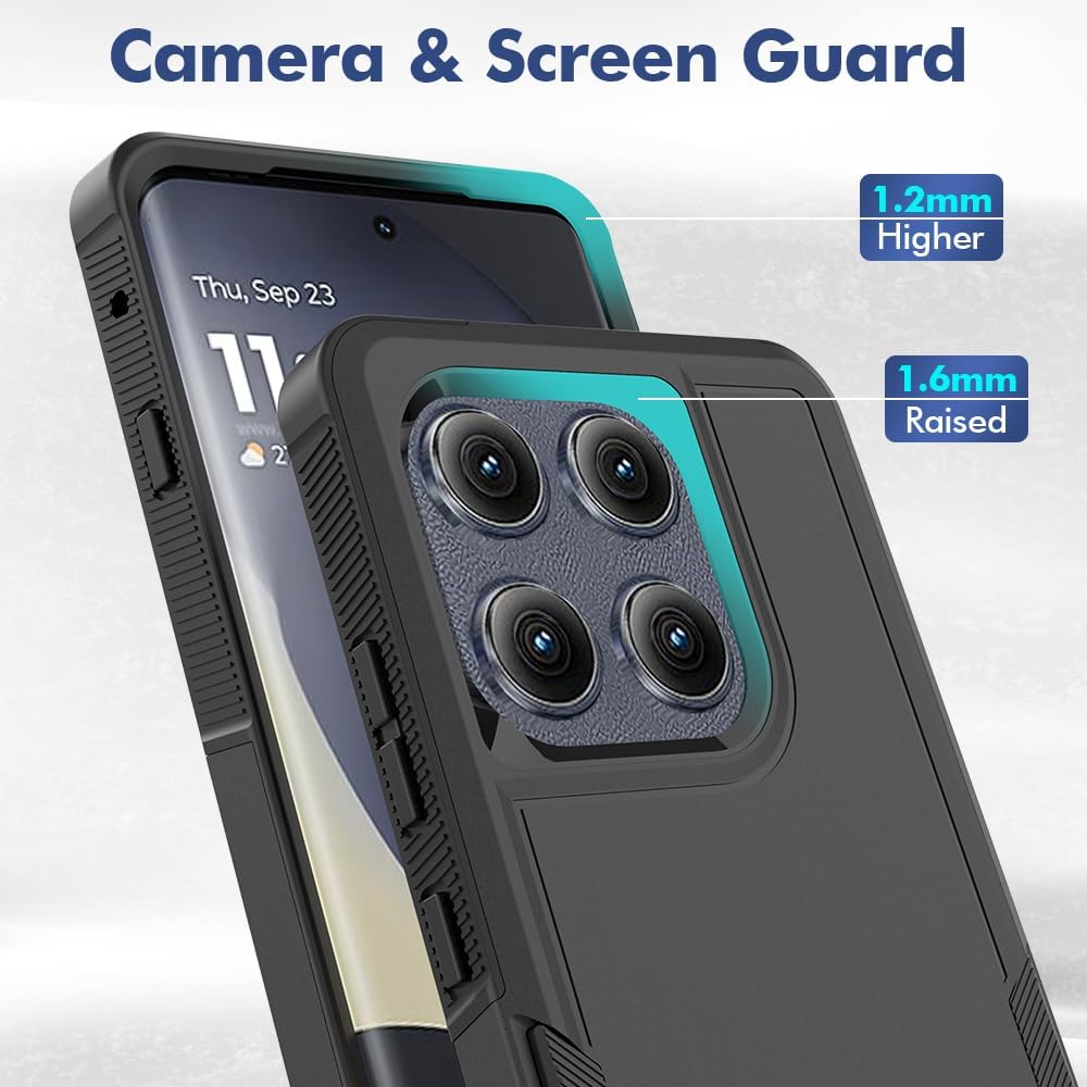 for Motorola Edge 2025 Case, [Military Grade Drop Tested] with Screen Protector, Dual Layer Protective Heavy Duty Cell Phone Cover Non-Slip Shockproof Case for Moto Edge 2025 (Black) thumbnail
