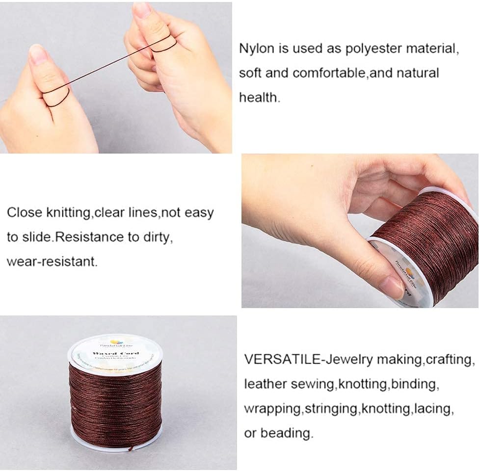 PH PandaHall Brown Waxed Cord Wax String for Bracelet Making Round Waxed Polyster Cord Thread Beading String for Crafts Macrame Project Home Decorations 116 Yards/106m - Image 5
