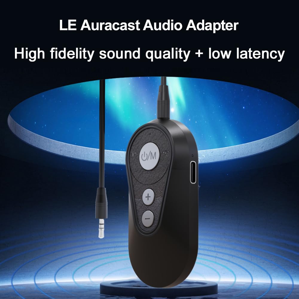 docooler Adattatore audio ad alta fedeltà, potente capacità di connessione a bassa latenza, interfaccia da 3,5 mm USB tipo C, trasmissione stabile a lunga distanza, ampiamente applicabile